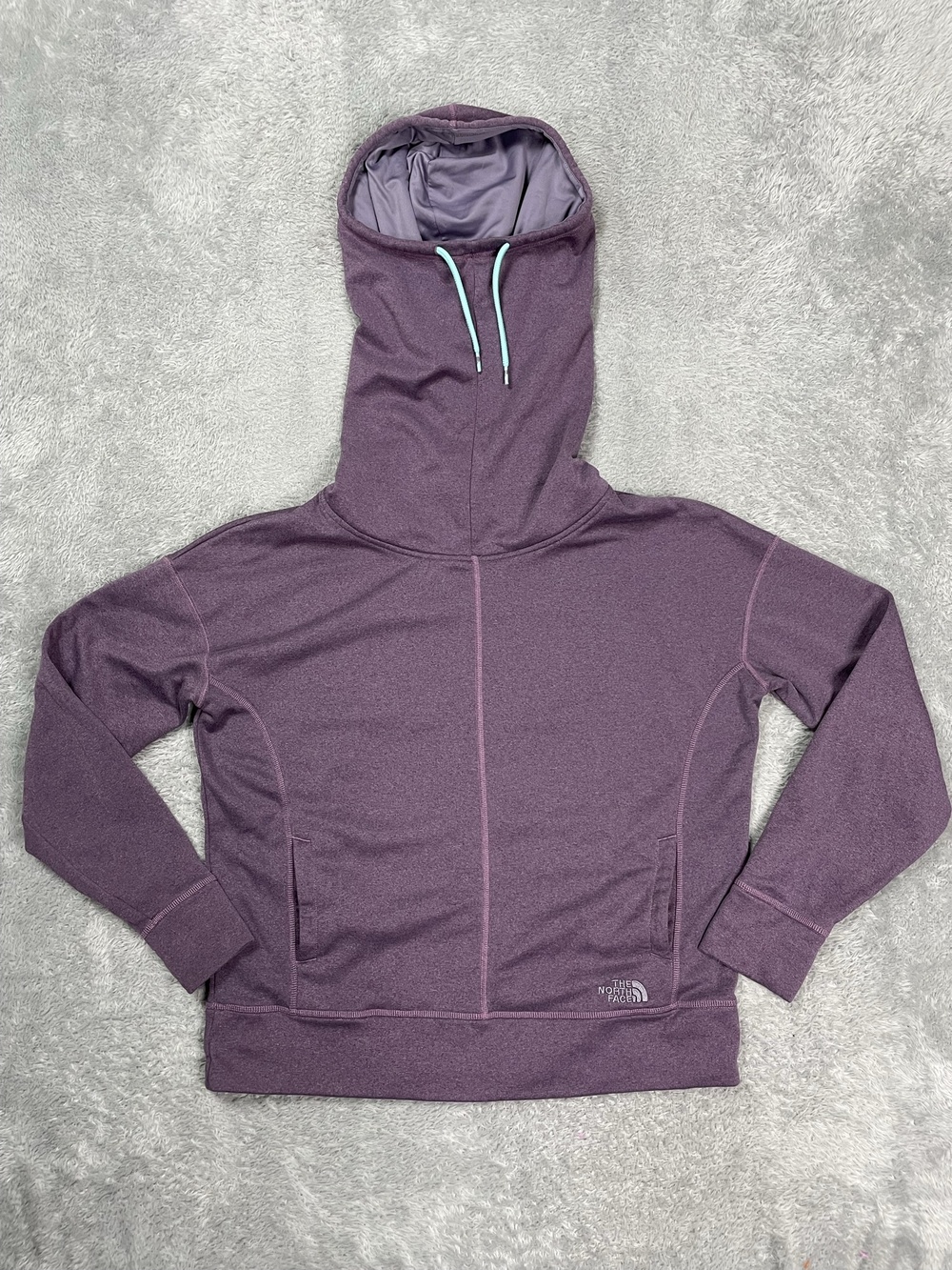 The North Face Hoodie Womens XL Purple Fleece High Neck Pullover Pockets